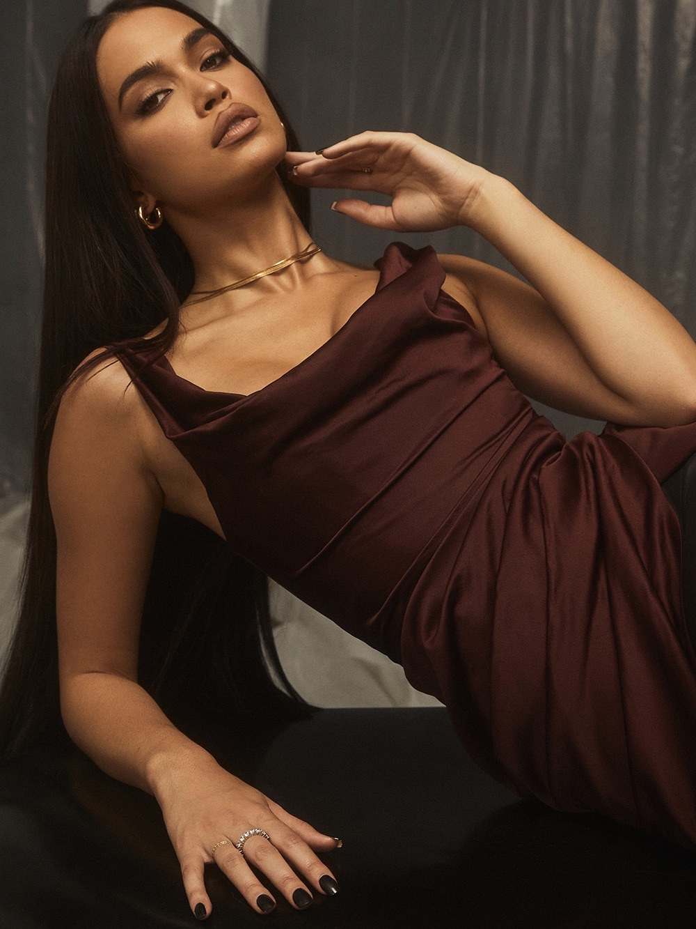 House Of Cb Rhoda Raisin Off The Shoulder Dress - Picture 2 of 7